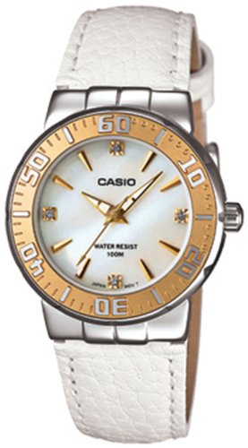 Casio Women's Core LTD2000L-7AV White Leather Quartz Watch with Mother-Of-Pearl Dial