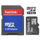 Produkt-Bild: 8GB microSD SDHC Speicherkarte f&uuml;r Samsung S5230 Star inkl. Adapter auf SD, sandisk