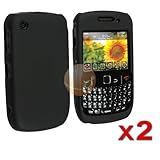2 pack Black Snap-on Hard Rubberized Case for Blackberry Curve 8520 / 8530  ....