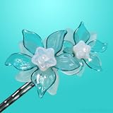 Tiny Columbine Flower Bobby pins - set of two - matte white and teal