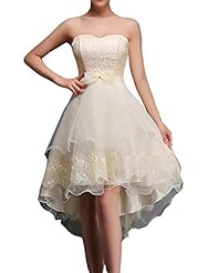 Sweetheart Organza Knee Length Short Applique Lace Bandage Dress/Evening Dress/Prom Dress/Wedding Dress 