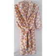 Girls CORAL Fleece Plush Robe in Multi Dots. Patch Pockets and Matching Belt. Sizes 6 - 14