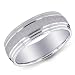 14K White Gold Brushed Satin Center Mens Wedding Band
