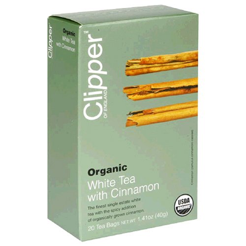 Clipper of England Organic White Tea with Cinnamon, Tea Bags, 20-Count Boxes (Pack of 6) by Clipper