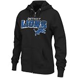 NFL Women's Detroit Lions Football Classic III Long Sleeve Fullzip Fleece Hoodie (Black, Large)