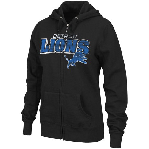 NFL Women's Detroit Lions Football Classic III Long Sleeve Fullzip Fleece Hoodie (Black, X-Large)