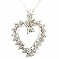 10K White Gold .01 CT Diamond Double Heart Pendant