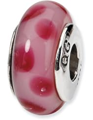 Sterling Silver s Pink Hand-blown Glass Bead by Reflection Beads, Best Quality Free Gift Box Satisfaction Guaranteed