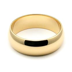 14K Yellow Gold Men's & Women's Wedding Bands 6mm half round