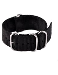 Neewer Black 18mm 5 Rings Thread Stainless Steel Buckle Woven Nylon Watch Band Strap