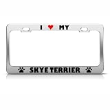 Skye Terrier Paw Love Heart Pet Dog Metal License Plate Frame Tag Holder