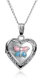 Sterling Silver Children's Locket w/ Pink/Blue Butterfly, 15