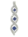 10k White Gold Lab-Created Sapphire and Diamond Twist Pendant