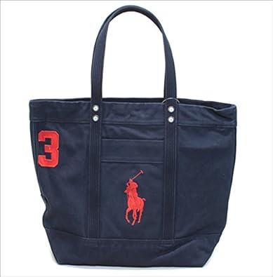 【クリックで詳細表示】ポロ ラルフローレン BIG PONY TOTE 405532853003 AVIATOR NAVY ファスナー付 キャンバス トートバッグ [並行輸入品]： シューズ＆バッグ：通販