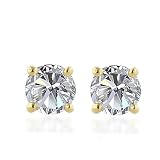 10k Yellow Gold, Round, Diamond Stud Earrings (1/10 cttw, IJK Color, I2-I3 Clarity)