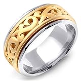 TARANIS 14K Two-Tone Gold Celtic Design Wedding Band Ring