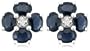 14k White Gold Sapphire Flower Earrings with Diamond-Accent