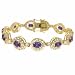 Aristocratic Vermeil (24k Gold over Sterling Silver) Simulated Diamond and Amethyst cz Teardrop Tennis Bracelet