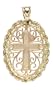 14k Yellow Gold Oval Cross w/ Rope Border Charm