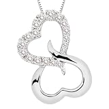 10k White Gold Open Heart Pendant Necklace (1/5 cttw, H-I Color, I1-I2 Clarity), 18