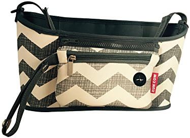 HCTPP Stroller Organizer Bags Universal Fits All Cup Holder &amp; Baby Detachable Zippered Diaper Storage Pocket Chevron
