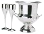 International Silver Silver-Plated Champagne Bucket with 2 Silver-Plated Flutes