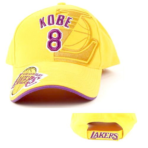 LOS ANGELES LAKERS NBA VINTAGE KOBE BRYANT YELLOW EMBROIDERED BASEBALL HAT/CAP