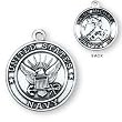 Sterling Silver St Michael United States Navy Medal and 24-inch Chain