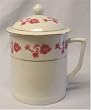 Chinese porcelain covered coffee / tea mugs - pink flower design, set of 2