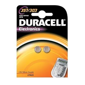Duracell Electronics 357/303 1.5 V Silver Oxide Button Cell Batteries - 2-Pack