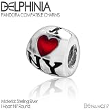 Delphinia .925 Sterling Silver I Love (Heart) NY Round Pandora Style Charm