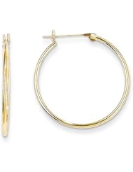 MadiK® 14k Yellow Gold Hollow & Polish 1.25mm Hinged Post Hoop Earrings