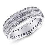 14K White Gold Men's Eternity Diamond Band Ring