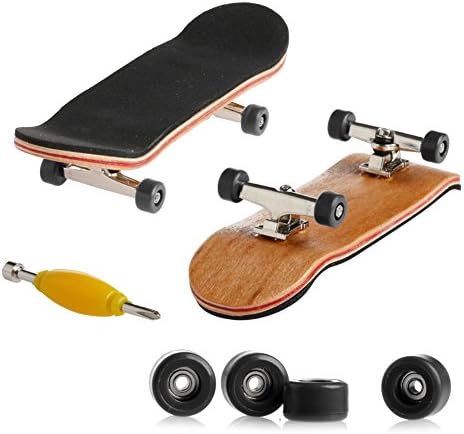 AKBOK Mini Wooden Deck Fingerboard Skateboard For Kids Teens Gift Black
