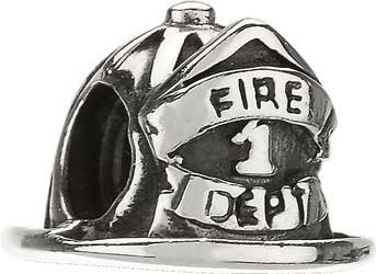 Authentic Chamilia Sterling Silver Firefighter Helmet Bead * GO-1