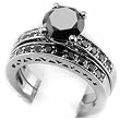 3.70ct Matching Fancy Black Diamond Engagement/Wedding Ring Band Set 14k Wite Gold
