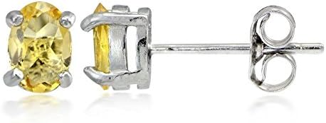 Sterling Silver 1ct Citrine Oval Stud Earrings