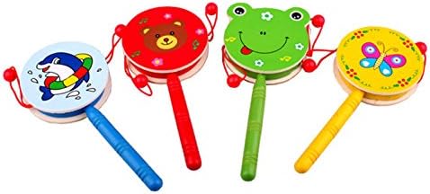 MOLITONG Traditional Rattle Drum Musical Instrument Toy Color Random