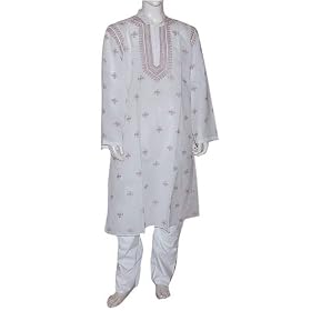 Dad Gift - White Cotton Clothing For Summer Kurta Pajama Size L (chgkp049)