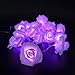 CrazyFire 6.5ft/2.2m Rose Flower String Lights,20 LEDs Purple Wedding Decorations Lights for Chritsmas Wedding Halloween Patio Party Fairy String Lights