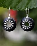 Makassar ebony earrings, 'Moonbeams'