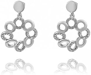 Magic NecklaceWomen's Stainless Steel Alloy Round Circles Crystal Stud Earring Color Silver