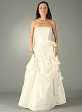 Tie-Waist Gathered Pick-Up Ball Gown MED IVORY