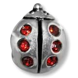 Ladybug with Red Czech Crystal European Bead, Pandora Compatible