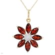 Necklace With 4.60ctw Precious Stones - Genuine Diamonds and Garnets Beautifully Crafted in 14K Yellow Gold Length 18in