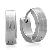 Stainless Steel Hip Hop Cross Design Platinum Plated Mens Ladies Unisex Huggie Hoop Earrings (13MM Length x 4MM Width)