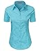 LA BASIC Womens Short Sleeve Button Down Collared Shirts (S-3XL)