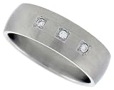 Stainless Steel 5/16 in. (8 mm) Dome Band w/ 3 CZ Stones (Available in Sizes 8 to 14)