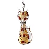 Handmade Cat Shaped Murano Glass with Gold Foil- Gold Leopard Print