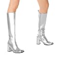 Silver Gogo Costume Boots Adult